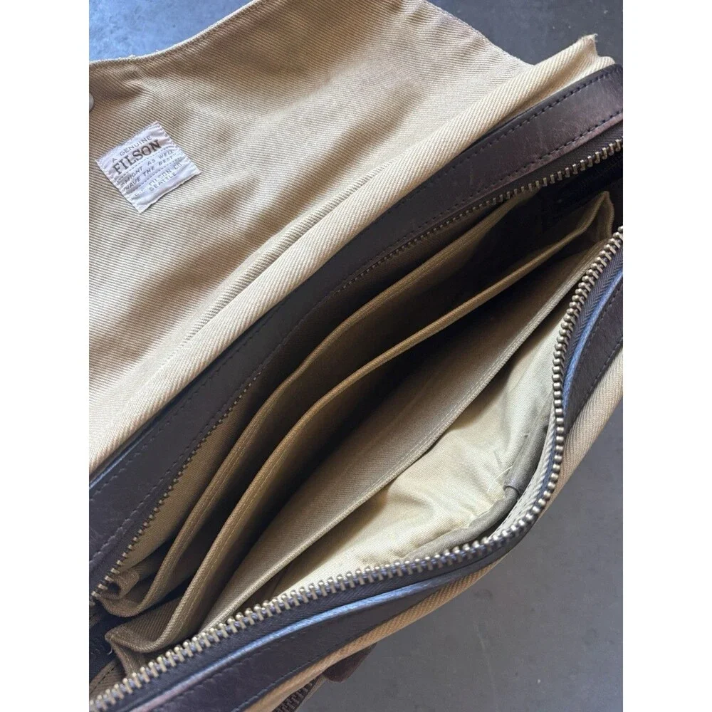 Filson 258 Padded Computer Briefcase Rugged Twill Tan Patina
